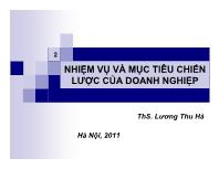 Bài giảng Nhiệm vụ và mục tiêu chiến lược của doanh nghiệp