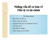 Bài giảng Những vấn đề cơ bản về Tiền tệ và tài chính