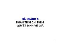 Bài giảng Phân tích chi phí avf quyết định về giá