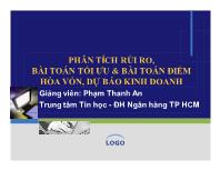 Bài giảng Phân tích rủi ro, bài toán tối ưu và bài toán điểm hòa vốn, dự báo kinh doanh