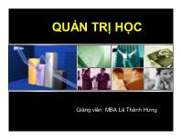 Bài giảng Quản trị học - Lê Thành Hưng