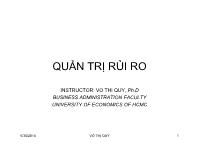 Bài giảng Quản trị rủi ro - Võ Thị Quý