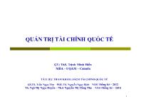 Bài giảng Quản trị tài chính quốc tế (tiếp)