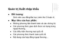 Bài giảng Quản trị xuất nhập khẩu