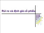 Bài giảng Rủi ro và định giá cổ phiếu