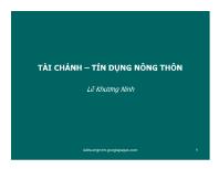 Bài giảng Tài chánh – tín dụng nông thôn