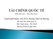 Bài giảng Tài chính quốc tế - Hoàng Thị Lan Hương