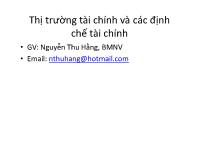 Bài giảng Thị trường tài chính và các định chế tài chính (tiếp)