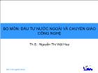 Bộ môn: đầu tư nước ngoài và chuyển giao công nghệ