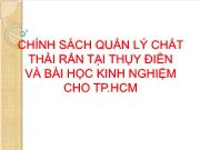 Chính sách quản lý chất thải rắn tại thụy điển và bài học kinh nghiệm cho TP Hồ Chí Minh