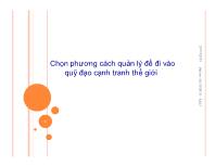 Chọn phương cách quản lý để đi vào quỹ đạ ocạnh tranh thế giới