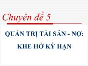 Chuyên đề 5 Quản trị tài sản -Nợ: khe hở kỳ hạn