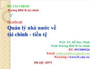 Chuyên đề Quản lý nhà nước về tài chính - Tiền tệ