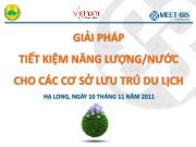 Giải pháp tiết kiệm năng lượng/nước cho các cơ sở lưu trú du lịch