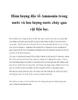 Hàm lượng độc tố Ammonia trong nước và lưu lượng nước chảy qua vật liệu lọc