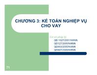 Kế toán kiểm toán - Chương 3: Kế toán nghiệp vụ cho vay