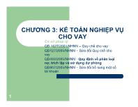 Kế toán kiểm toán - Chương 3: Kế toán nghiệp vụ cho vay