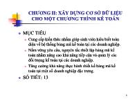 Kế toán kiểm toán - Chương II: Xây dựng cơ sở dữ liệu cho một chương trình kế toán