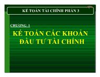 Kế toán tài chính - Chương 1: Kế toán các khoản đầu tư tài chính