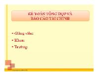 Kế toán tổng hợp và báo cáo tài chính