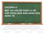 Lý luận quan hệ quốc tế - Chương 4: Một số vấn đề pháp lý về hợp đồng mua bán hàng hóa quốc tế