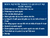 Nợ nước ngoài và quản lý nợ nước ngoài