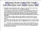 Phương pháp khấu trừ thuế các trường hợp được khấu trừ