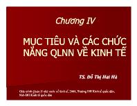 Quản lý nhà nước - Chương IV: Mục tiêu và các chức năng quản lý nhà nước về kinh tế