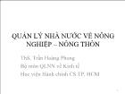 Quản lý nhà nước về nông nghiệp – Nông thôn