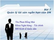 Quản lý tài sản ngắn hạn của doanh nghiệp