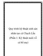 Quy trình kỹ thuật sinh sản nhân tạo cá Chạch Lấu (Phần 1: Kỹ thuật nuôi vỗ cá bố mẹ)