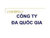 Tài chính doanh nghiệp - Chương 5: Công ty đa quốc gia