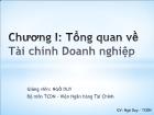 Tài chính doanh nghiệp - Chương I: Tổng quan về tài chính doanh nghiệp