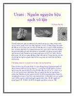Urani: Nguồn nguyên liệu sạch vô tận
