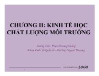 Bài giảng Kinh tế môi trường - Chương II: Kinh tế học chất lượng môi trường