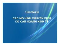 Bài giảng Kinh tế phát triển - Chương III Các mô hình chuyển dịch cơ cấu ngành kinh tế