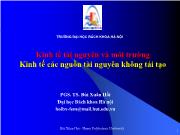 Bài giảng Kinh tế tài nguyên và môi trường - Chương 3: Kinh tế các nguồn tài nguyên không tái tạo