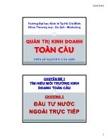 Bài giảng Quản trị kinh doanh toàn cầu - CĐ 1 - Chương 3: Đầu tư nước ngoài trực tiếp