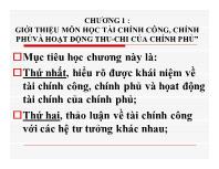 Bài giảng Tài chính công - Chương 1: Giới thiệu môn học tài chính công