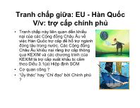 Tranh chấp giữa: EU - Hàn Quốc về việc trợ cấp chính phủ