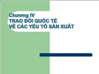 Bài giảng Kinh tế Quốc tế - Chương IV: Trao đổi quốc tế về các yếu tố sản xuất