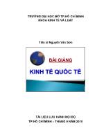 Bài giảng Kinh tế quốc tế - Tiến sĩ Nguyễn Văn Sơn