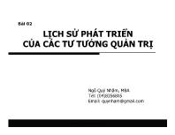 Bài giảng Quản trị - Bài 02: Lịch sử phát triển của các tư tưởng quản trị