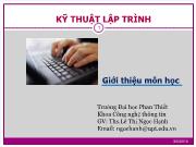 Bài giảng môn Kĩ thuật lập trình