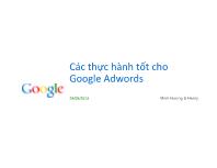 Công nghệ web - Các thực hành tốt cho Google Adwords