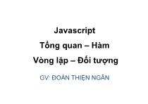 Javascript Tổng quan – Hàm Vòng lặp – Đối tượng