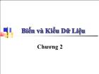 Kĩ thuật lập trình - Chương 2: Biến và kiểu dữ liệu