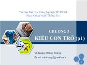 Kĩ thuật lập trình - Chương 3: Kiểu con trỏ (phần 1)