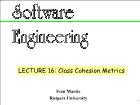 Kĩ thuật lập trình - Lecture 16: Class cohesion metrics