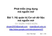 Phát triển ứng dụng mã nguồn mở - Bài 1: Hệ quản trị Cơ sở dữ liệu mã nguồn mở